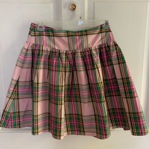 Lands End Pink Plaid Silk Skirt, 12